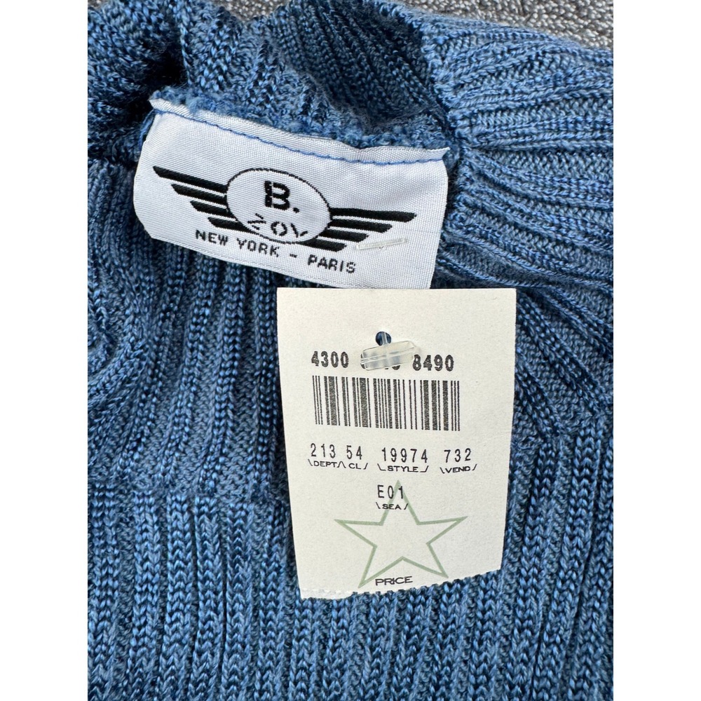 Vintage Y2K B.Z. Blue Ribbed Mock Neck Knit Top Womens Medium USA Made NWT - Picture 5 of 9